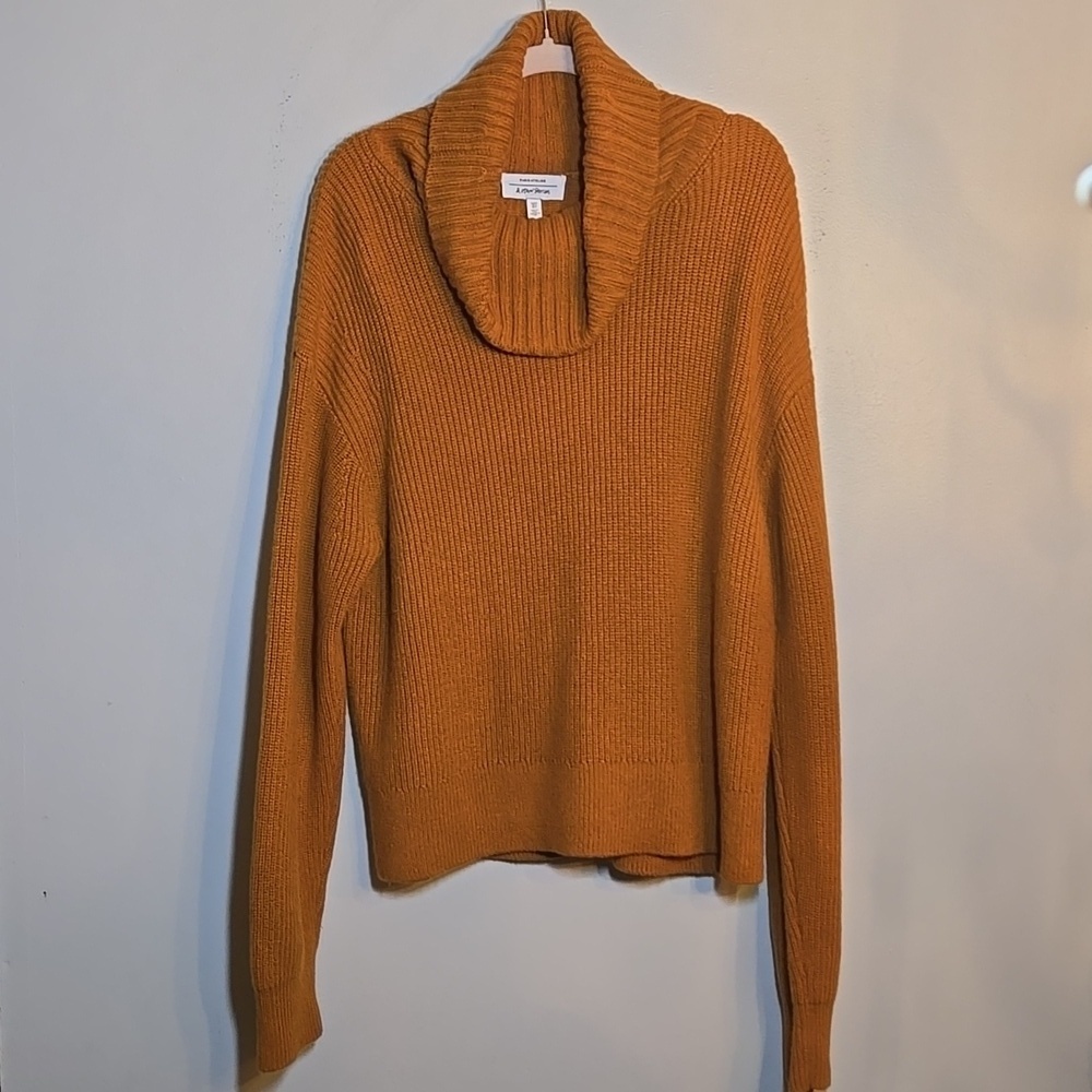 Paris Atelier & Other Stories Wool Knit Cowl Neck Pullover Sweater in Pumpkin